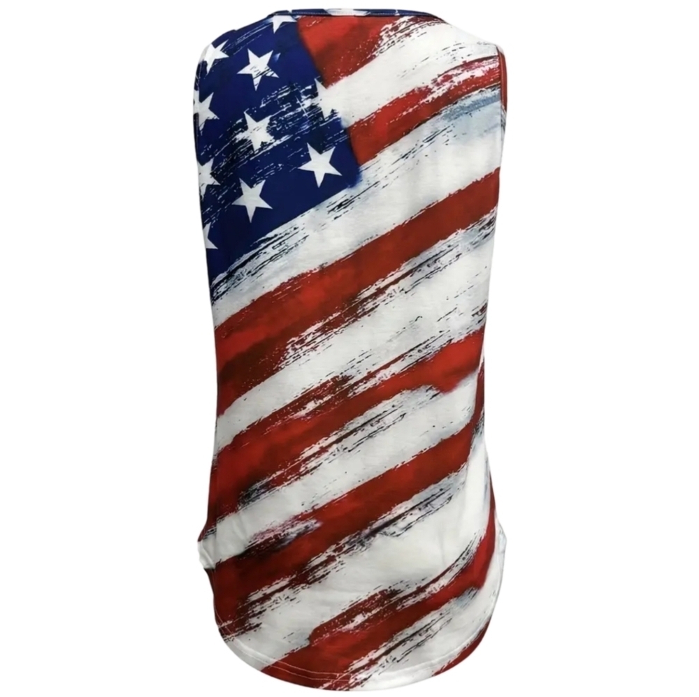 USA Tank Top | Stars and Stripes Pleated Square Neck Patriotic - Picture 3 of 6